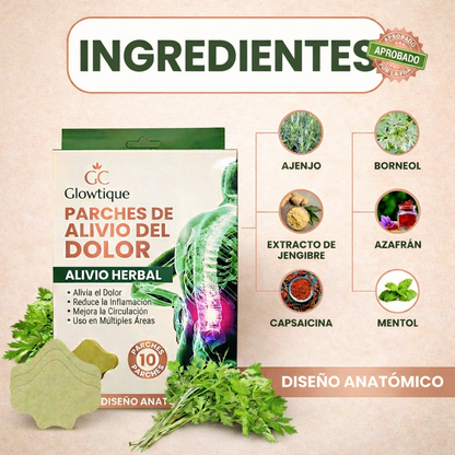 Alivio Inmediato del Dolor en 15 Minutos con  Glowtique GC™ Parches