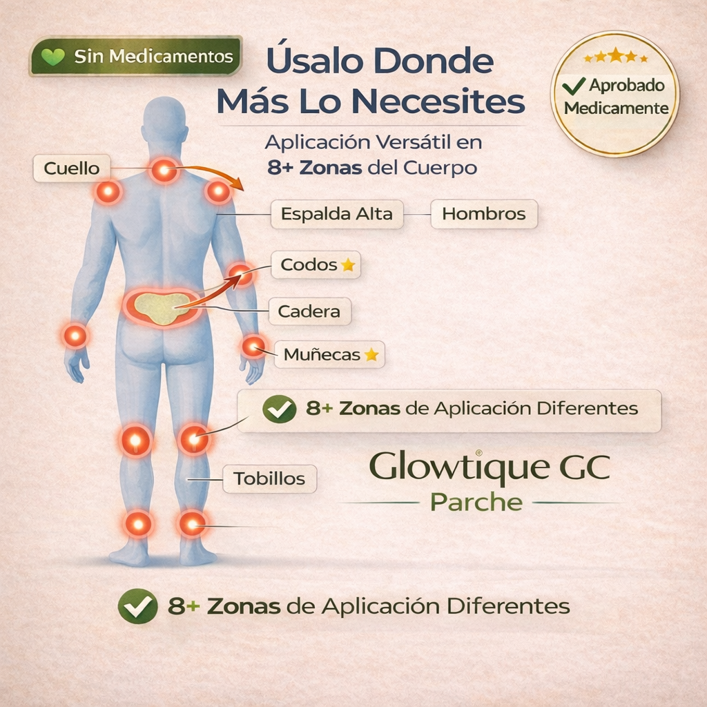 Alivio Inmediato del Dolor en 15 Minutos con  Glowtique GC™ Parches